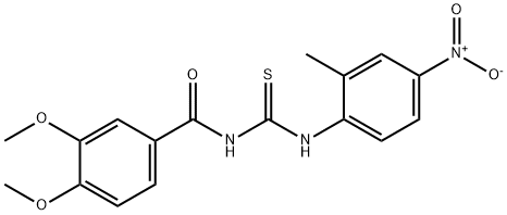 N-(3,4-dimethoxybenzoyl)-N'-{4-nitro-2-methylphenyl}thiourea Struktur