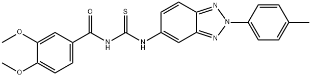 N-(3,4-dimethoxybenzoyl)-N'-[2-(4-methylphenyl)-2H-1,2,3-benzotriazol-5-yl]thiourea Struktur