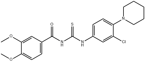 N-(3-chloro-4-piperidin-1-ylphenyl)-N'-(3,4-dimethoxybenzoyl)thiourea Struktur