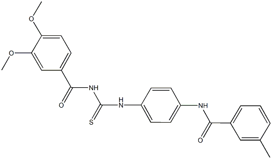 N-[4-({[(3,4-dimethoxybenzoyl)amino]carbothioyl}amino)phenyl]-3-methylbenzamide Struktur