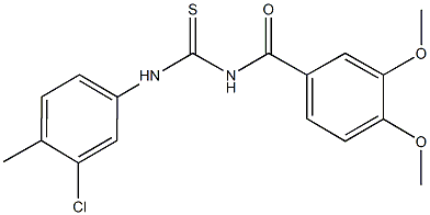 N-(3-chloro-4-methylphenyl)-N'-(3,4-dimethoxybenzoyl)thiourea Struktur