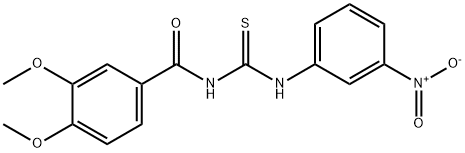 N-(3,4-dimethoxybenzoyl)-N'-{3-nitrophenyl}thiourea Struktur