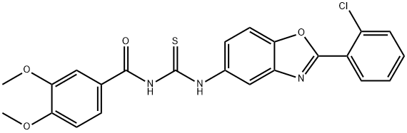 N-[2-(2-chlorophenyl)-1,3-benzoxazol-5-yl]-N'-(3,4-dimethoxybenzoyl)thiourea Struktur