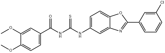 N-[2-(3-chlorophenyl)-1,3-benzoxazol-5-yl]-N'-(3,4-dimethoxybenzoyl)thiourea Struktur