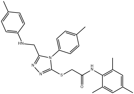 N-mesityl-2-{[4-(4-methylphenyl)-5-(4-toluidinomethyl)-4H-1,2,4-triazol-3-yl]sulfanyl}acetamide Struktur