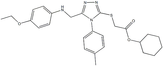 cyclohexyl {[5-[(4-ethoxyanilino)methyl]-4-(4-methylphenyl)-4H-1,2,4-triazol-3-yl]sulfanyl}acetate Struktur