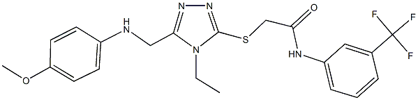 2-({4-ethyl-5-[(4-methoxyanilino)methyl]-4H-1,2,4-triazol-3-yl}sulfanyl)-N-[3-(trifluoromethyl)phenyl]acetamide Struktur