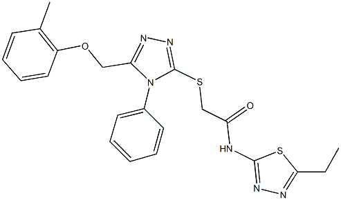 N-(5-ethyl-1,3,4-thiadiazol-2-yl)-2-({5-[(2-methylphenoxy)methyl]-4-phenyl-4H-1,2,4-triazol-3-yl}sulfanyl)acetamide Struktur