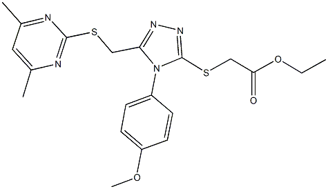 ethyl {[5-{[(4,6-dimethyl-2-pyrimidinyl)sulfanyl]methyl}-4-(4-methoxyphenyl)-4H-1,2,4-triazol-3-yl]sulfanyl}acetate Struktur