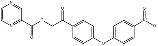 2-(4-{4-nitrophenoxy}phenyl)-2-oxoethyl 2-pyrazinecarboxylate Struktur