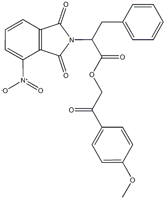 2-(4-methoxyphenyl)-2-oxoethyl 2-{4-nitro-1,3-dioxo-1,3-dihydro-2H-isoindol-2-yl}-3-phenylpropanoate Struktur