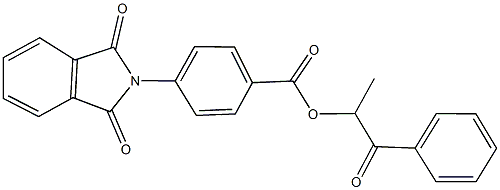 1-methyl-2-oxo-2-phenylethyl 4-(1,3-dioxo-1,3-dihydro-2H-isoindol-2-yl)benzoate Struktur