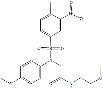 2-[({3-nitro-4-methylphenyl}sulfonyl)-4-methoxyanilino]-N-(2-methoxyethyl)acetamide Struktur