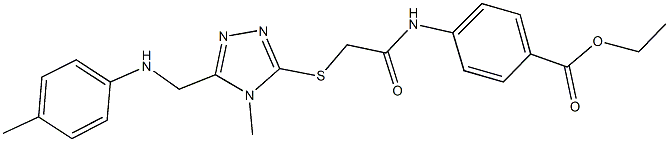 ethyl 4-[({[4-methyl-5-(4-toluidinomethyl)-4H-1,2,4-triazol-3-yl]sulfanyl}acetyl)amino]benzoate Struktur