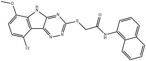 2-[(9-chloro-6-methoxy-5H-[1,2,4]triazino[5,6-b]indol-3-yl)sulfanyl]-N-(1-naphthyl)acetamide Struktur