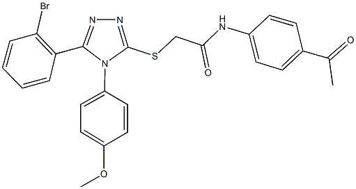 N-(4-acetylphenyl)-2-{[5-(2-bromophenyl)-4-(4-methoxyphenyl)-4H-1,2,4-triazol-3-yl]sulfanyl}acetamide Struktur