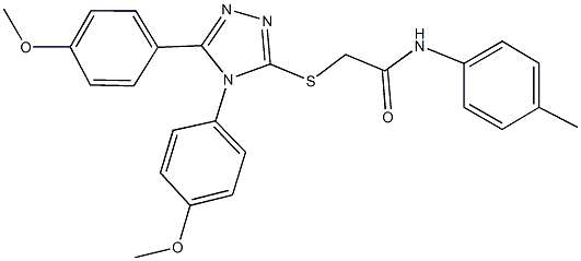 2-{[4,5-bis(4-methoxyphenyl)-4H-1,2,4-triazol-3-yl]sulfanyl}-N-(4-methylphenyl)acetamide Struktur