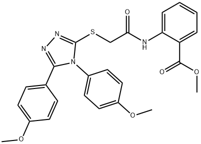 methyl 2-[({[4,5-bis(4-methoxyphenyl)-4H-1,2,4-triazol-3-yl]sulfanyl}acetyl)amino]benzoate Struktur