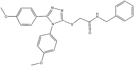 N-benzyl-2-{[4,5-bis(4-methoxyphenyl)-4H-1,2,4-triazol-3-yl]sulfanyl}acetamide Struktur