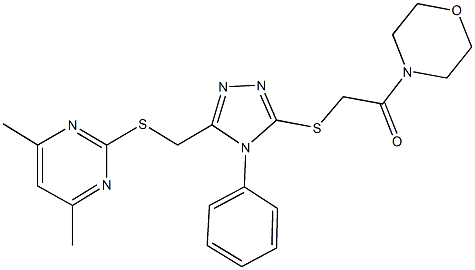 4-{[(5-{[(4,6-dimethylpyrimidin-2-yl)sulfanyl]methyl}-4-phenyl-4H-1,2,4-triazol-3-yl)sulfanyl]acetyl}morpholine Struktur