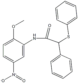 N-{5-nitro-2-methoxyphenyl}-2-phenyl-2-(phenylsulfanyl)acetamide Struktur