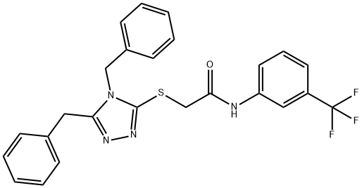 2-[(4,5-dibenzyl-4H-1,2,4-triazol-3-yl)sulfanyl]-N-[3-(trifluoromethyl)phenyl]acetamide Struktur