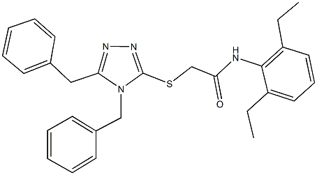 2-[(4,5-dibenzyl-4H-1,2,4-triazol-3-yl)sulfanyl]-N-(2,6-diethylphenyl)acetamide Struktur