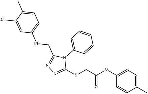 4-methylphenyl ({5-[(3-chloro-4-methylanilino)methyl]-4-phenyl-4H-1,2,4-triazol-3-yl}sulfanyl)acetate Struktur