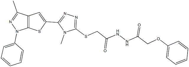 2-{[4-methyl-5-(3-methyl-1-phenyl-1H-thieno[2,3-c]pyrazol-5-yl)-4H-1,2,4-triazol-3-yl]sulfanyl}-N'-(phenoxyacetyl)acetohydrazide Struktur