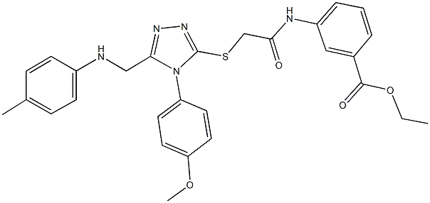 ethyl 3-[({[4-(4-methoxyphenyl)-5-(4-toluidinomethyl)-4H-1,2,4-triazol-3-yl]sulfanyl}acetyl)amino]benzoate Struktur