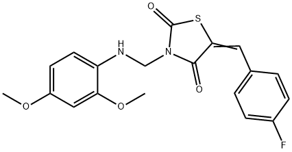 3-[(2,4-dimethoxyanilino)methyl]-5-(4-fluorobenzylidene)-1,3-thiazolidine-2,4-dione Struktur