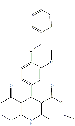 ethyl 4-{3-methoxy-4-[(4-methylbenzyl)oxy]phenyl}-2-methyl-5-oxo-1,4,5,6,7,8-hexahydro-3-quinolinecarboxylate Struktur