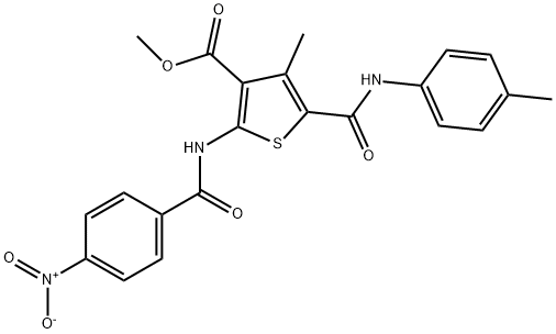 methyl 2-[({4-nitrophenyl}carbonyl)amino]-4-methyl-5-{[(4-methylphenyl)amino]carbonyl}thiophene-3-carboxylate Struktur