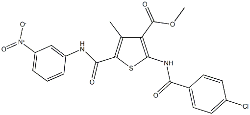 methyl 2-{[(4-chlorophenyl)carbonyl]amino}-5-[({3-nitrophenyl}amino)carbonyl]-4-methylthiophene-3-carboxylate Struktur