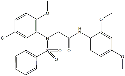 2-[5-chloro-2-methoxy(phenylsulfonyl)anilino]-N-(2,4-dimethoxyphenyl)acetamide Struktur