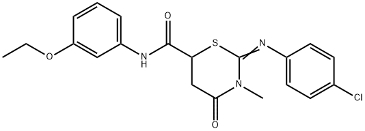 2-[(4-chlorophenyl)imino]-N-(3-ethoxyphenyl)-3-methyl-4-oxo-1,3-thiazinane-6-carboxamide Struktur