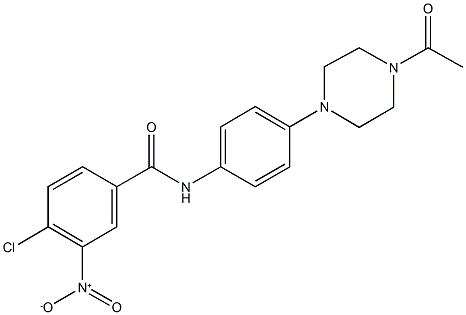 N-[4-(4-acetyl-1-piperazinyl)phenyl]-4-chloro-3-nitrobenzamide Struktur