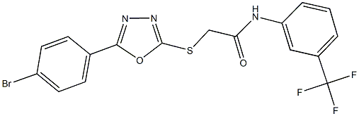 2-{[5-(4-bromophenyl)-1,3,4-oxadiazol-2-yl]sulfanyl}-N-[3-(trifluoromethyl)phenyl]acetamide Struktur