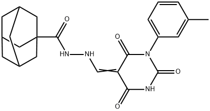 N'-[(1-(3-methylphenyl)-2,4,6-trioxotetrahydro-5(2H)-pyrimidinylidene)methyl]-1-adamantanecarbohydrazide Struktur