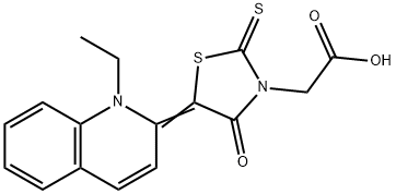 [5-(1-ethyl-2(1H)-quinolinylidene)-4-oxo-2-thioxo-1,3-thiazolidin-3-yl]acetic acid Struktur