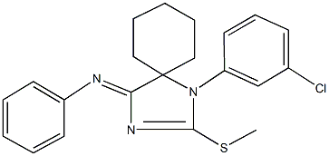 N-[1-(3-chlorophenyl)-2-(methylsulfanyl)-1,3-diazaspiro[4.5]dec-2-en-4-ylidene]-N-phenylamine Struktur