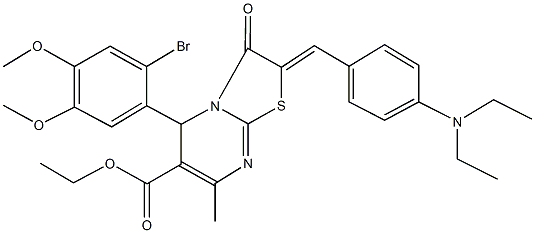 ethyl 5-(2-bromo-4,5-dimethoxyphenyl)-2-[4-(diethylamino)benzylidene]-7-methyl-3-oxo-2,3-dihydro-5H-[1,3]thiazolo[3,2-a]pyrimidine-6-carboxylate Struktur