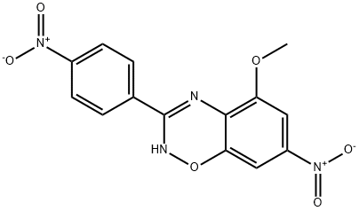 7-nitro-3-{4-nitrophenyl}-5-methoxy-4H-1,2,4-benzoxadiazine Struktur