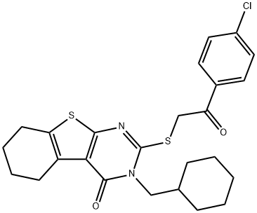 2-{[2-(4-chlorophenyl)-2-oxoethyl]sulfanyl}-3-(cyclohexylmethyl)-5,6,7,8-tetrahydro[1]benzothieno[2,3-d]pyrimidin-4(3H)-one Struktur