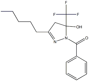 3-pentyl-1-(phenylcarbonyl)-5-(trifluoromethyl)-4,5-dihydro-1H-pyrazol-5-ol Struktur