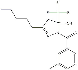 1-[(3-methylphenyl)carbonyl]-3-pentyl-5-(trifluoromethyl)-4,5-dihydro-1H-pyrazol-5-ol Struktur