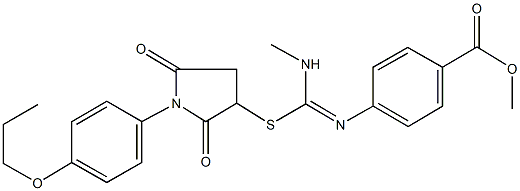 methyl 4-{[{[2,5-dioxo-1-(4-propoxyphenyl)-3-pyrrolidinyl]sulfanyl}(methylamino)methylene]amino}benzoate Struktur