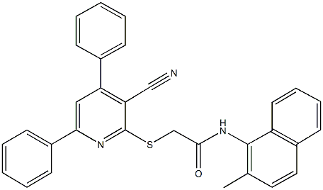 2-[(3-cyano-4,6-diphenyl-2-pyridinyl)sulfanyl]-N-(2-methyl-1-naphthyl)acetamide Struktur