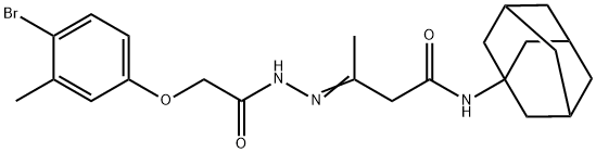 N-(1-adamantyl)-3-{[(4-bromo-3-methylphenoxy)acetyl]hydrazono}butanamide Struktur