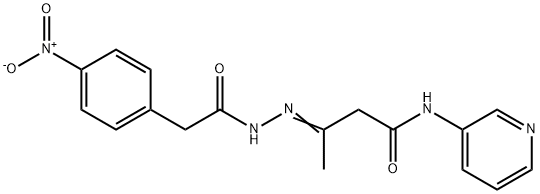 3-[({4-nitrophenyl}acetyl)hydrazono]-N-(3-pyridinyl)butanamide Struktur